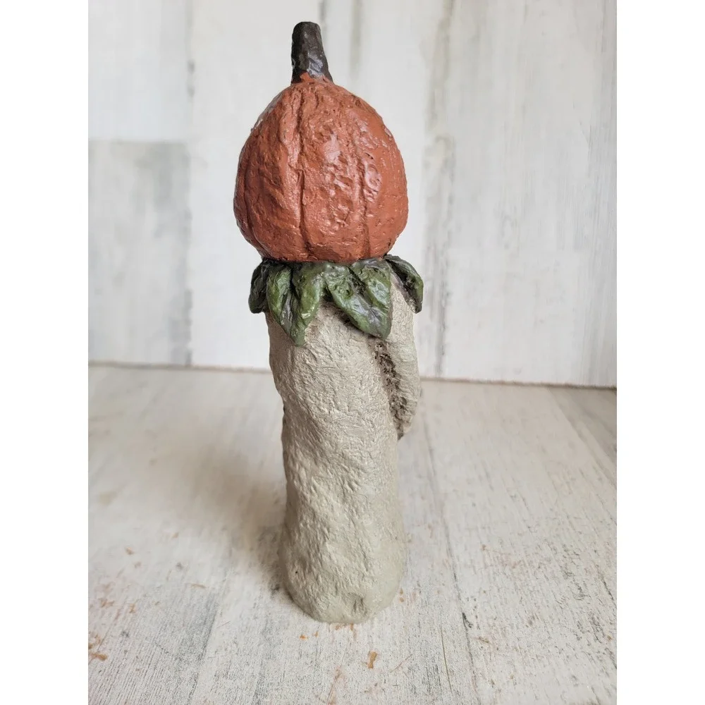 Vintage shabby chic pumpkin man folk art figure Halloween home decor